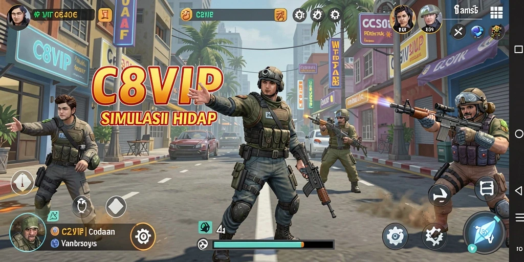 Tampilan gameplay C8VIP yang dinamis dan interaktif dalam simulasi kehidupan.