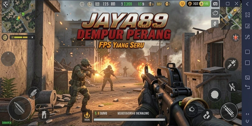 Tampilan aksi seru dalam JAYA89 dengan gameplay FPS yang mendebarkan.