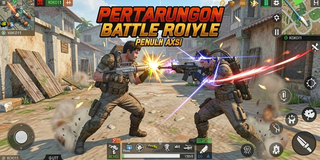 Screenshot gameplay KOKO11 menunjukkan aksi pertarungan yang mendebarkan.