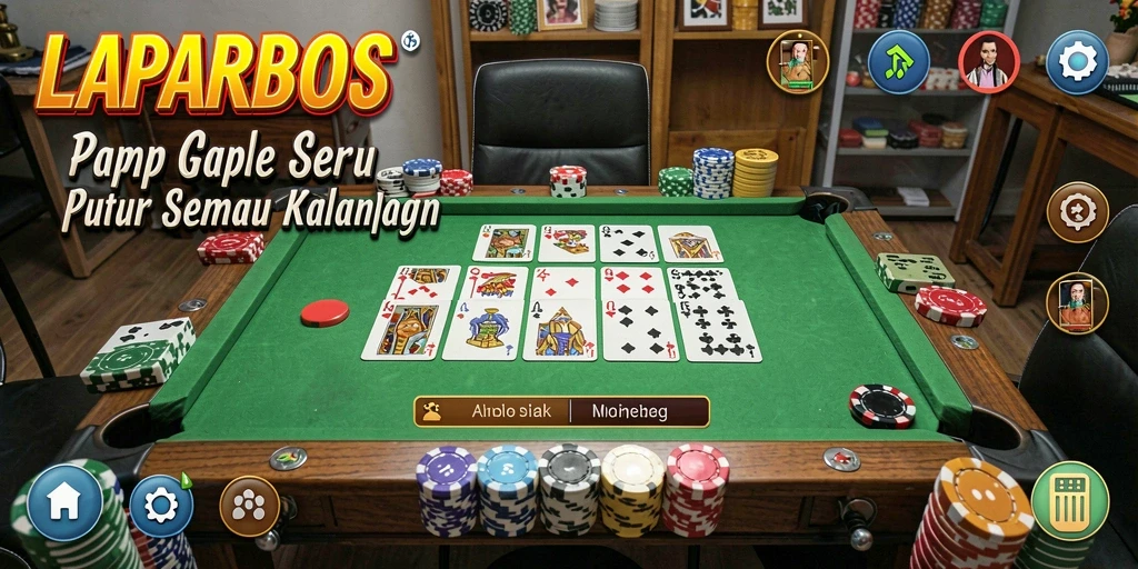 Tampilan gameplay LAPARBOS dengan suasana bermain Gaple yang menyenangkan.