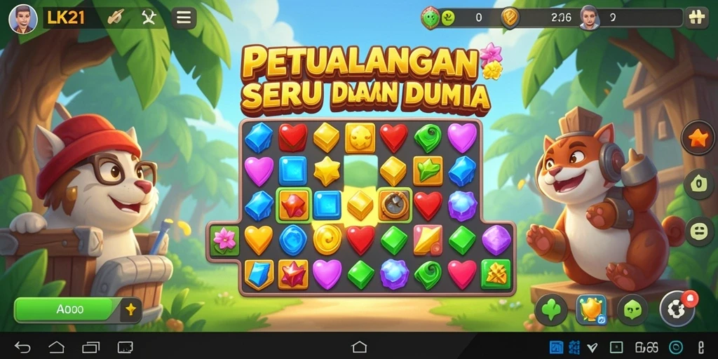 Tangkapan layar gameplay LK21 menunjukkan keseruan mencocokkan elemen.