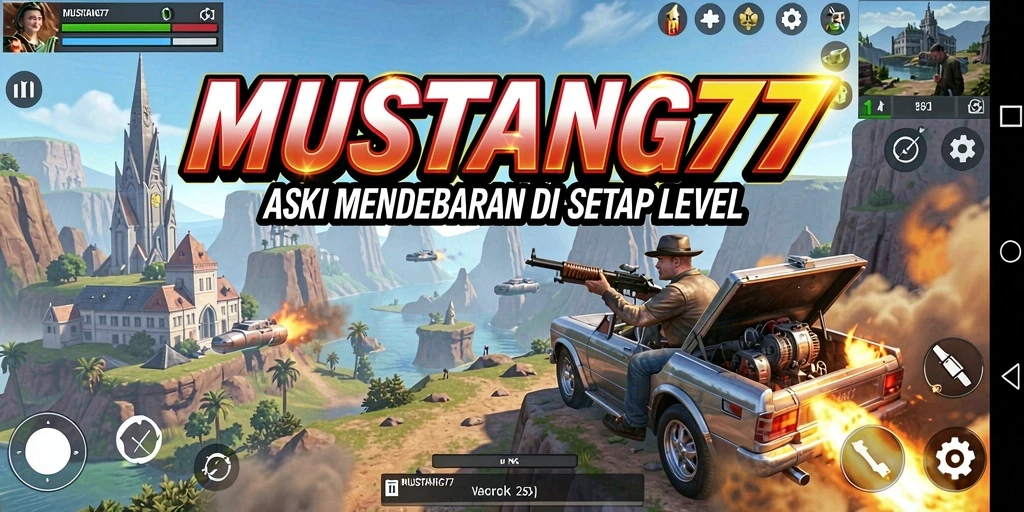 Screenshot gameplay menunjukkan aksi seru di MUSTANG77.