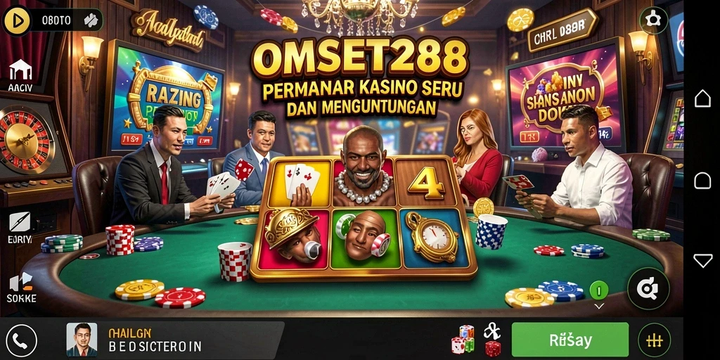 Screenshot OMSET288 menunjukkan suasana kasino yang mendebarkan.