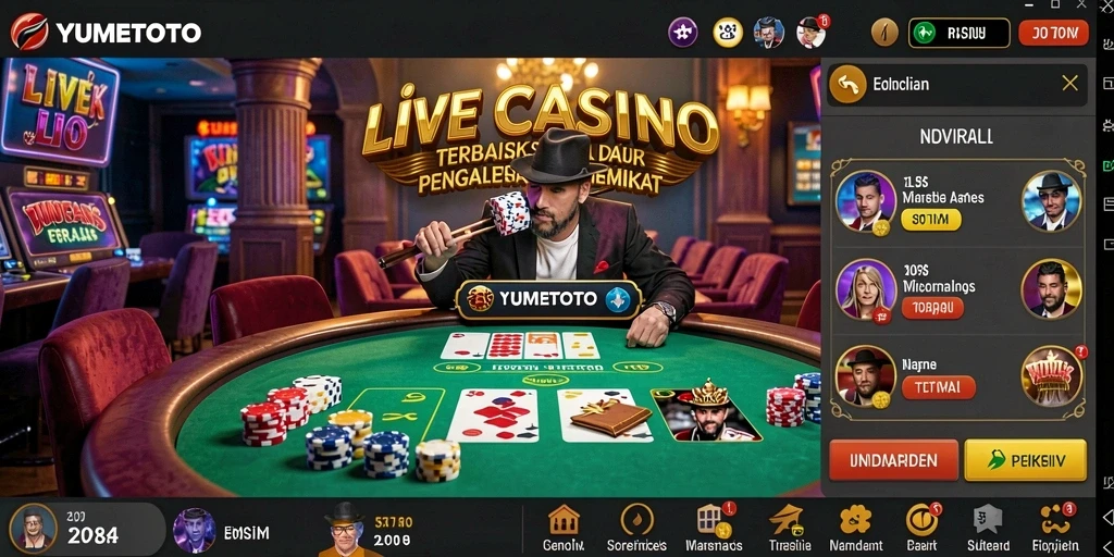 Tampilan gameplay Live Casino yang mendebarkan di YUMETOTO.